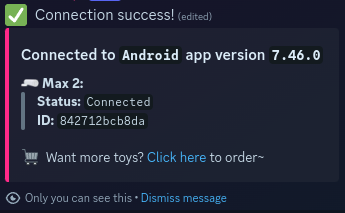 Lovense Connect QR Code and one-time pin