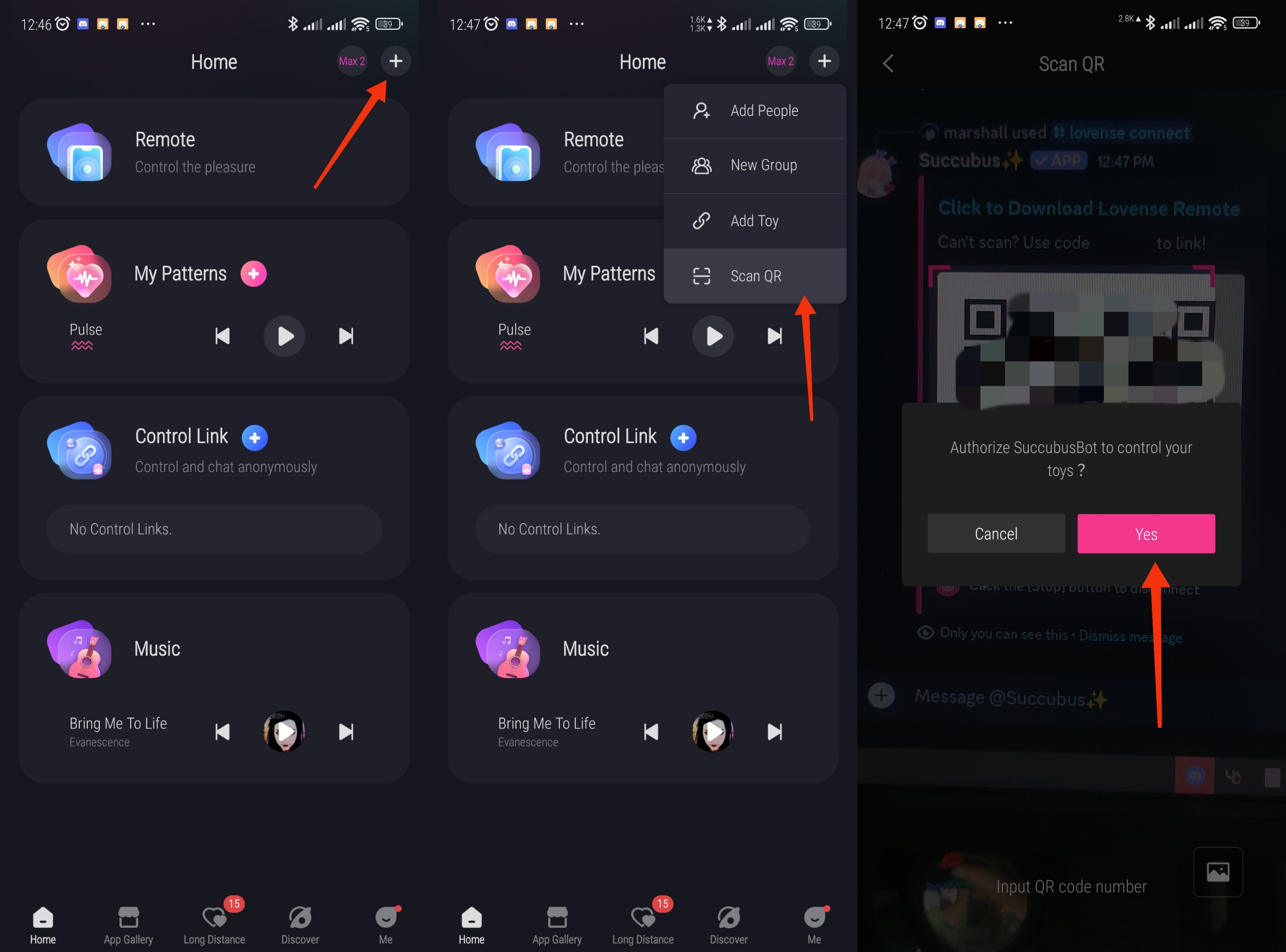 Lovense Connect QR Connection flow